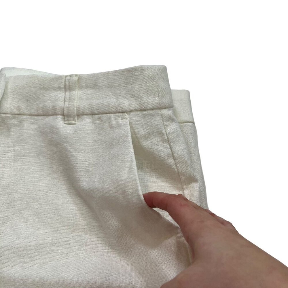 J.Crew Factory NWT Women's White Linen Blend Scalloped Hem 4" Shorts Size 12 - Picture 9 of 13